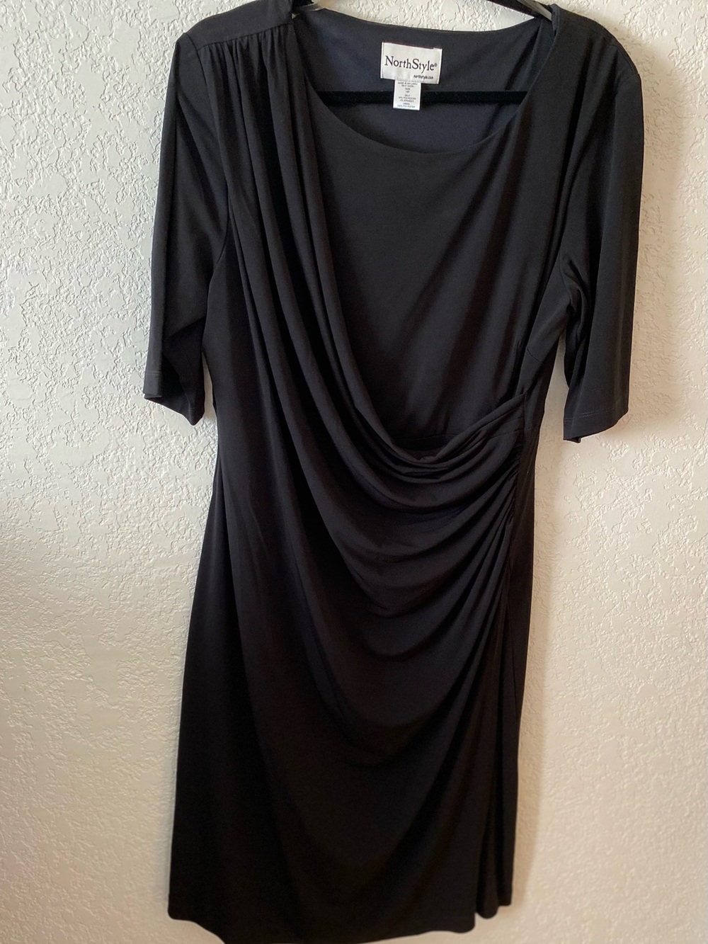 NorthStyle Black Drape Front Women’s Dress NWOT Size 18P